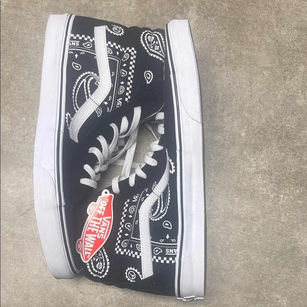 Vans Bandana Pattern Black and White Sneakers